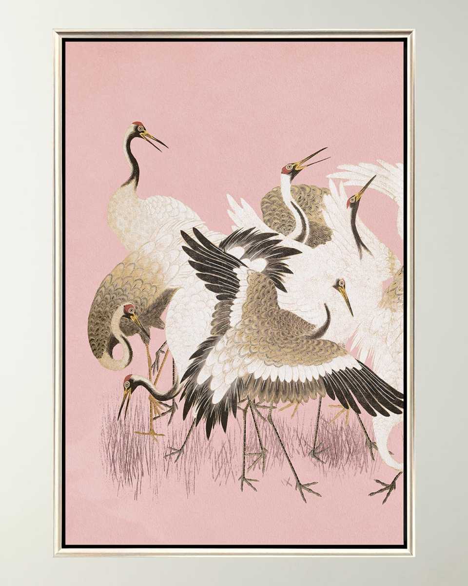 "Plumule Curious Cranes" Framed Giclee